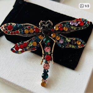 Multicolor jewel tone‎  Dragonfly Brooch